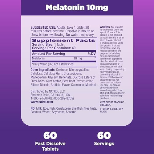 나트롤 멜라토닌 10mg 60정 딸기 테블릿
